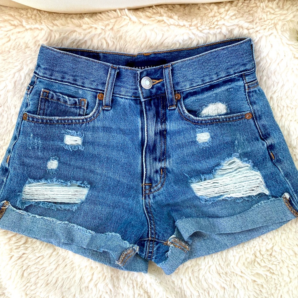 Denim mom style shorts